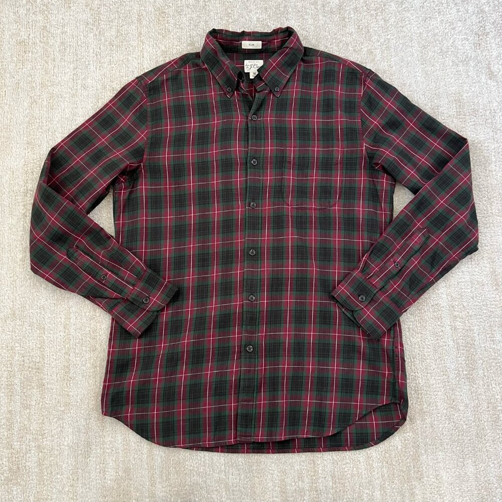 J. Crew Plaid Brushed Twill Slim Fit Long Sleeve Button Down Shirt M